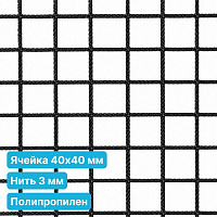 Антидроновая сетка 40х40 3 мм полипропилен черная безузловая